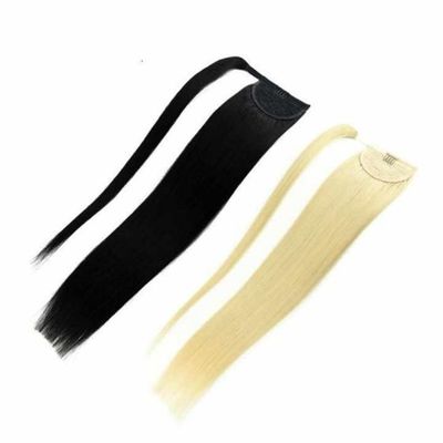 Estensioni di coda di cavallo di capelli umani grezzi Tintabili 50,00cm * 8,00cm * 3,00cm Dimensione del pacchetto
