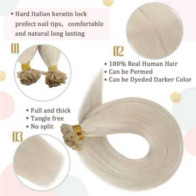 UT-23502 Muti-Color U/Nail Tip Estensioni di capelli umani Senza intreccio Senza perdita 1g/filamento