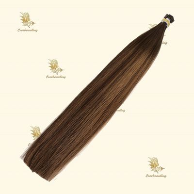 Cosmetici colore cioccolato doppio disegno Remy cheratina I punta estensioni di capelli Cosmetici