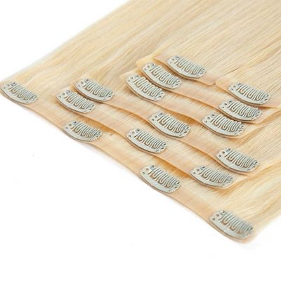 Clip indiano senza cuciture per estensioni dei capelli 100% russo Clip umano Remy per estensioni dei capelli