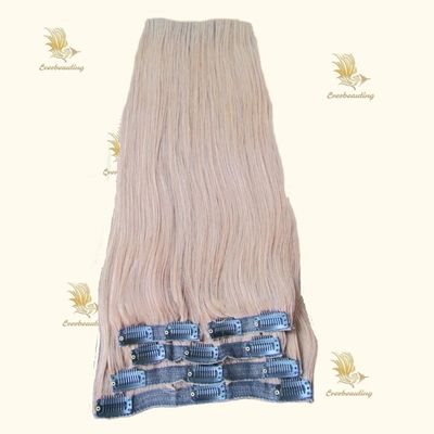Stile rettilineo 100% russo Clip Remy umano sulle estensioni di capelli con clip pre-connesse