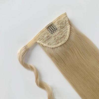 Personalizzazione doppio disegnato retto biondo cuticule vergine allineato capelli umani coda di cavallo