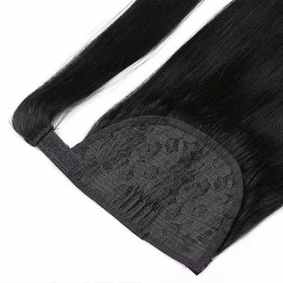 Capelli brasiliani coda di cavallo Estensioni stile rettilineo avvolgimento intorno ai capelli umani coda di cavallo US