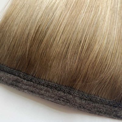 Clip di capelli umani in estensioni di coda di cavallo senza perdita di lunghi avvolgimenti dritti intorno