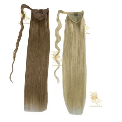 Customization Stock Salon Brasiliano doppio disegnato Remy Capelli umani estensioni coda di cavallo
