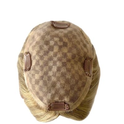 Perfetto per le donne Mono Lace Base Parrucchiere 13 * 17 Cm Highlight Marrone Capelli umani Toppers
