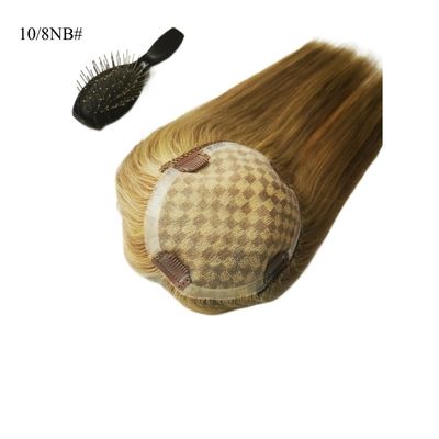Perfetto per le donne Mono Lace Base Parrucchiere 13 * 17 Cm Highlight Marrone Capelli umani Toppers