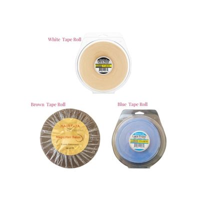 Costo di spedizione Nastro adesivo per estensione capelli blu bianco giallo Perrucca adesivo rollo HT-230830