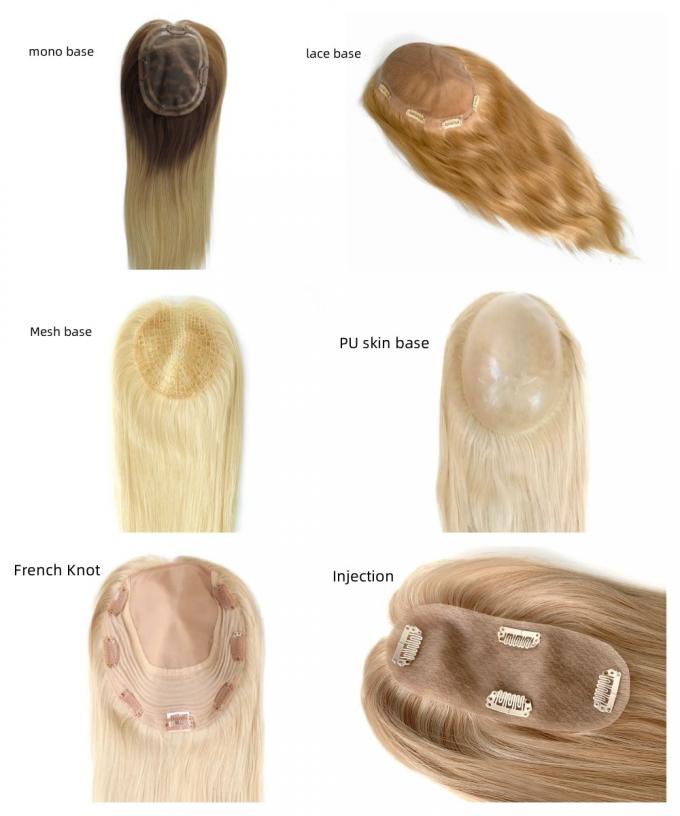 Hot Sale Cuticle Aligned Women Mono Base Topper Clip in Hair Piece Jewish Kosher Topper 5.5X6′′ Mono Base Human Hair Toupee